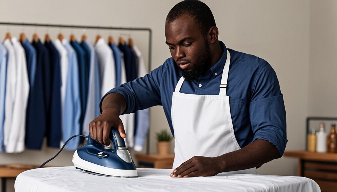 Kozy master dry cleaner treating a premium garment with care